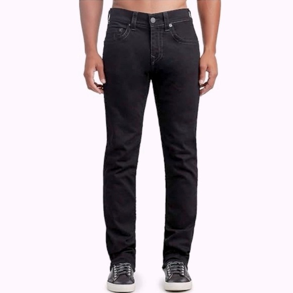 True Religion Men's Gino Low Rise Slim Fit Straight Jean Black 38/29 Horseshoe - Picture 1 of 7